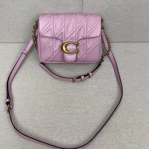 Pink Quilted Leather Shoulder Bag